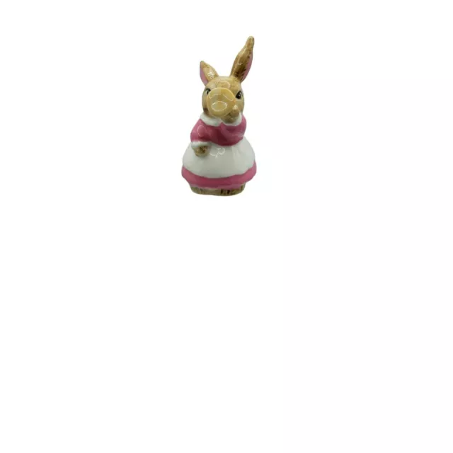 VTG Midwest Ceramic Bunny in Pink Dress Blowing a Horn Figurine Easter Korea