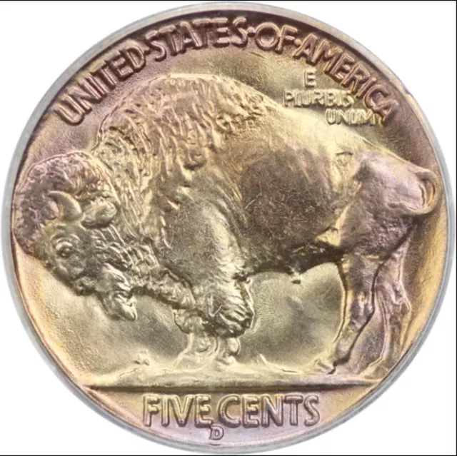 1938-D PCGS MS67 CAC Amazing Colors! 1990's Slab! GORGEOUS! Buffalo Nickel 5C