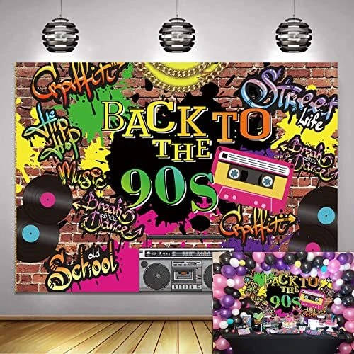 Back to The 90s Backdrop Hip Hop Graffiti Brick Wall Retro Fashion Photograph...