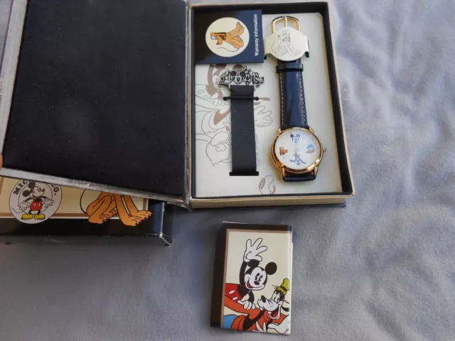 Vtg Disney Mickey Mouse And Friends Fossil Gold Edition Watch #621/1000 Nib 