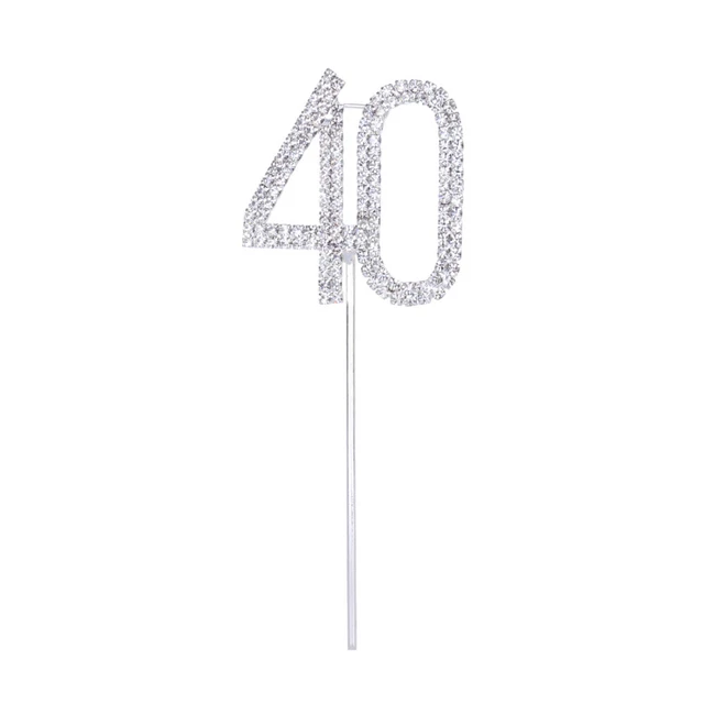 40o Decoraciones de Pasteles de Cristal Suministros para Fiesta de 40 Cumpleaños