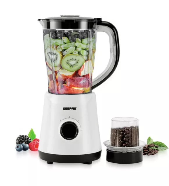 Geepas 500W Blender Processor Mixer Smoothie Maker Coffee Spice Grinder White