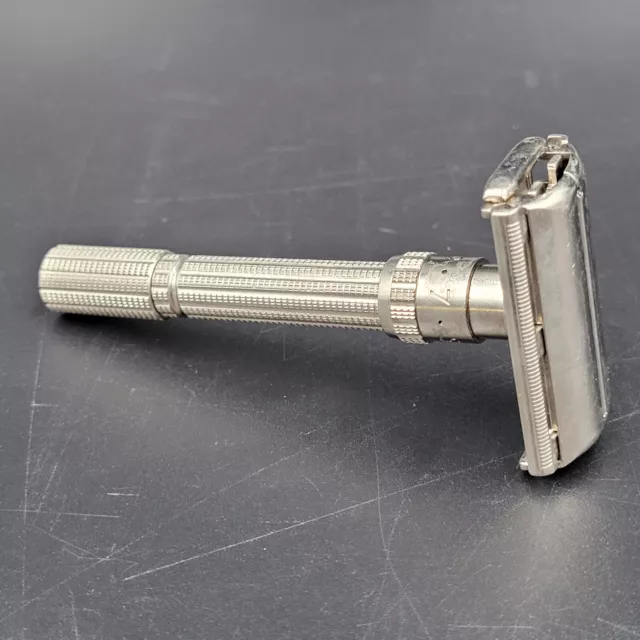 Vintage 1962 Gillette Slim Adjustable 1-9 DE TTO Safety Razor Date Code H-3