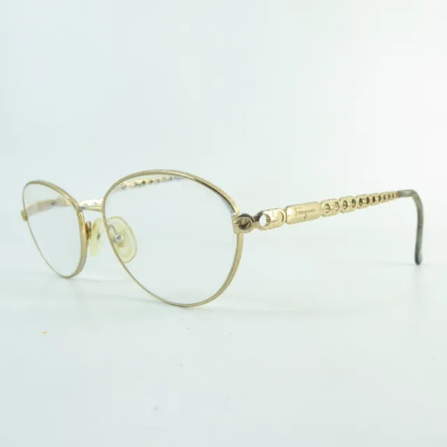 Vintage Ferragamo Gold Metall Damen Vollfelgen TJ1739 Brille Rahmen Brille