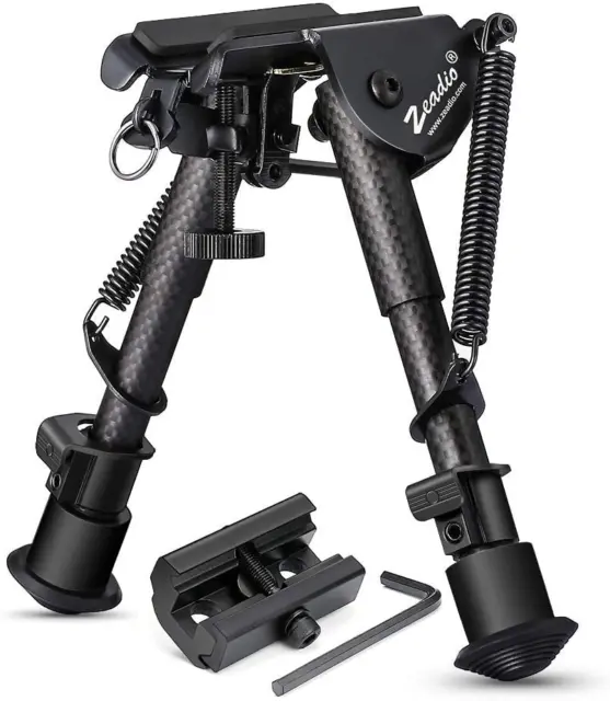 6-9 Inches Carbon Fiber Tactical Bipod, Spring Return Bipod with Sling Mount and