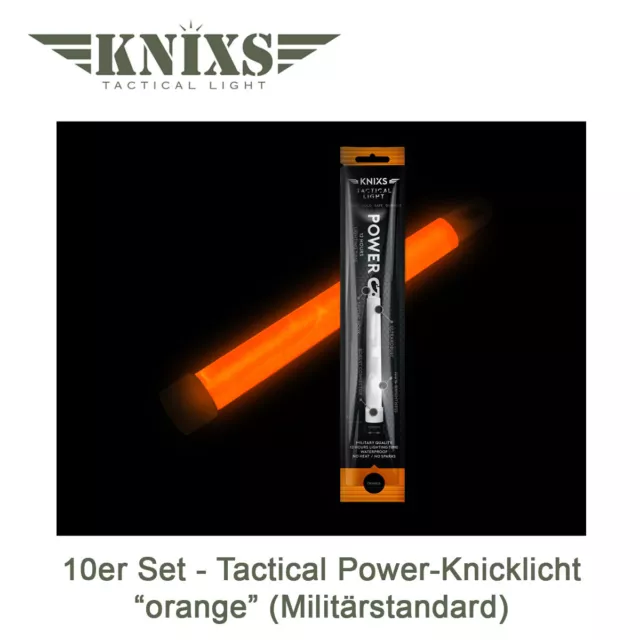 10er Set - Power-Knicklicht Tactical Light im Militär-Standard - orange leuchten