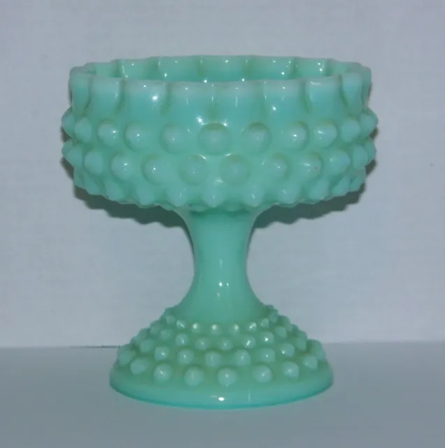 Fenton Candy Dish Bowl Hobnail Green Pastel Milk Glass Pedestal Compote