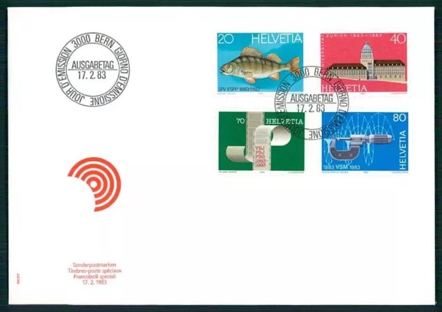 SCHWEIZ FDC 1983 FISCHE BARSCH UNI ZÜRICH TELEFAX MIKROMETER m4934