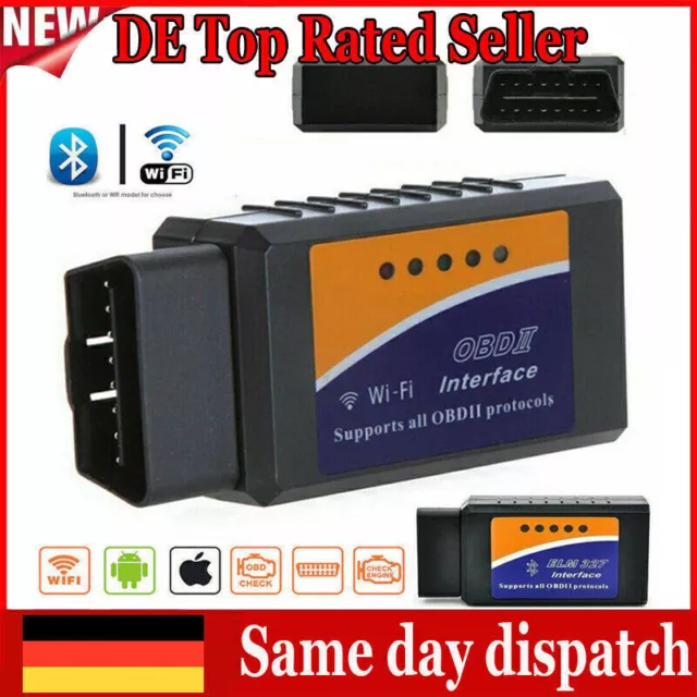 ELM327 ODB2 OBDII Auto Car Diagnosegerät Bluetooth WiFi Für Android Scanner DE