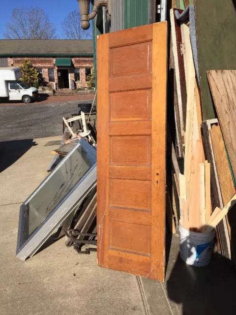 An 168 Antique Raise Panel Pine Passage Door 24 X 78.25 By 1.5