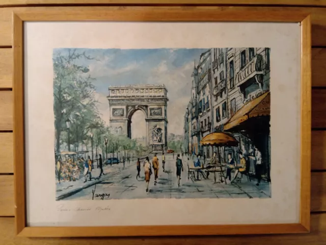 1960s Vintage Retro Collectable Framed Champs Elysees Print by Vargas