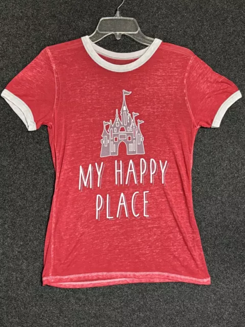 Camiseta roja My Happy Place Castle manga corta Burnout de los parques de Disney XS