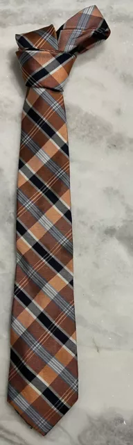 Nordstrom Boys Orange & Navy Silk Neck Tie (perfect for a 10-12 yo)