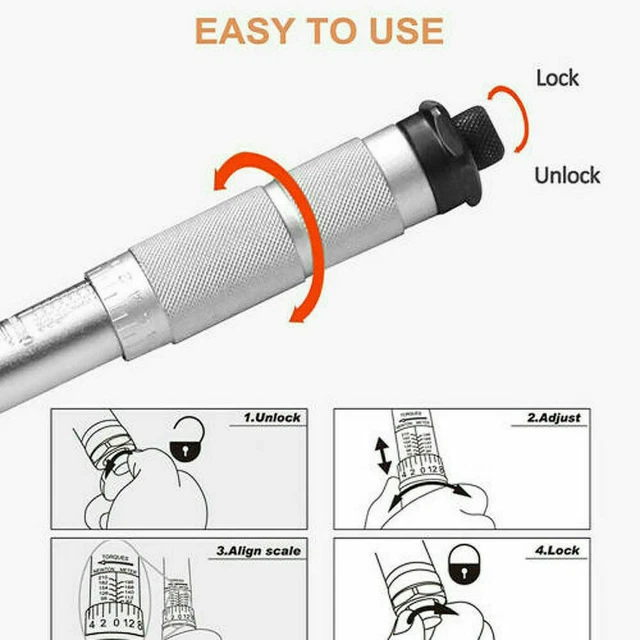 Drehmomentschlüssel 1/4" Zoll Antrieb 5 bis 25 NM Drehmoment Schlüssel Werkzeug 9