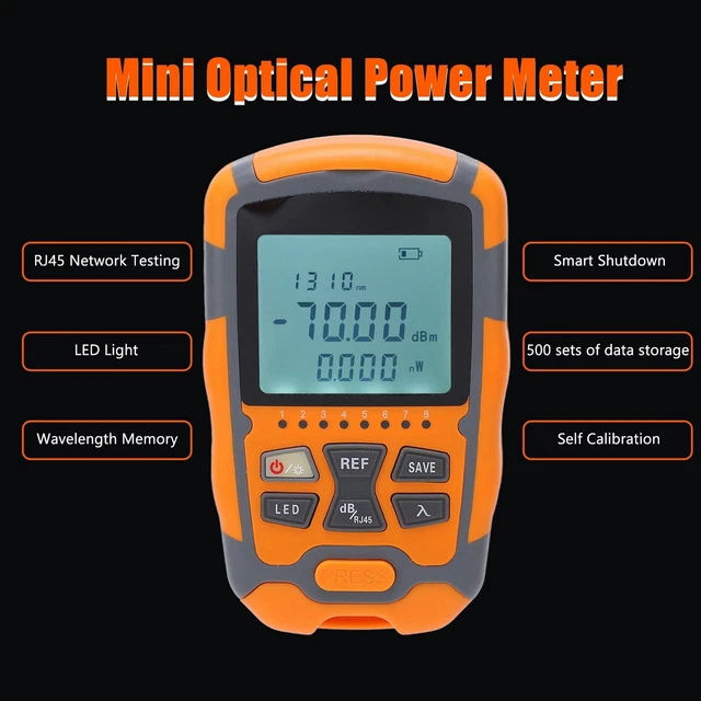 (Orange)Optical Fiber Power Meter 850-1700nm Portable Optical Power Meter With