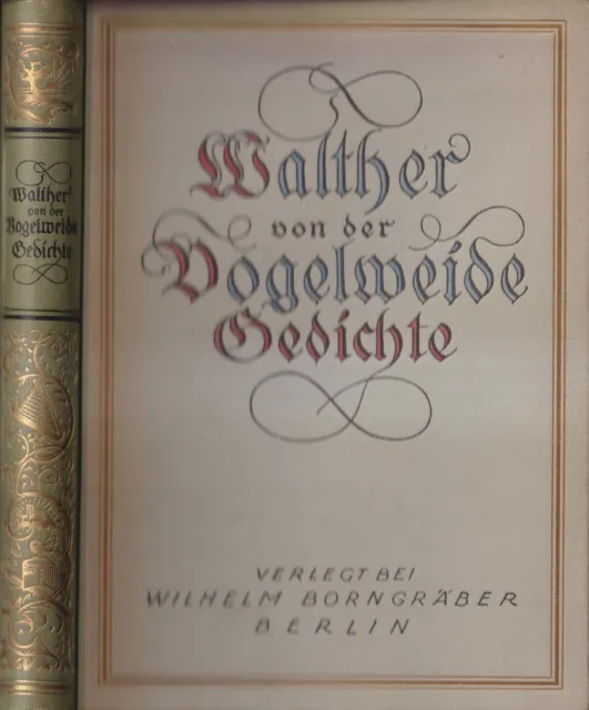 Buch: Gedichte, Walther von der Vogelweide, Wilhelm Borngräber, Berlin