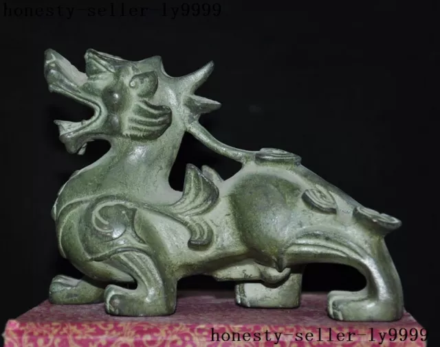 Ancient Old Chinese bronze Feng Shui Unicorn Brave troops Pixiu beast statue