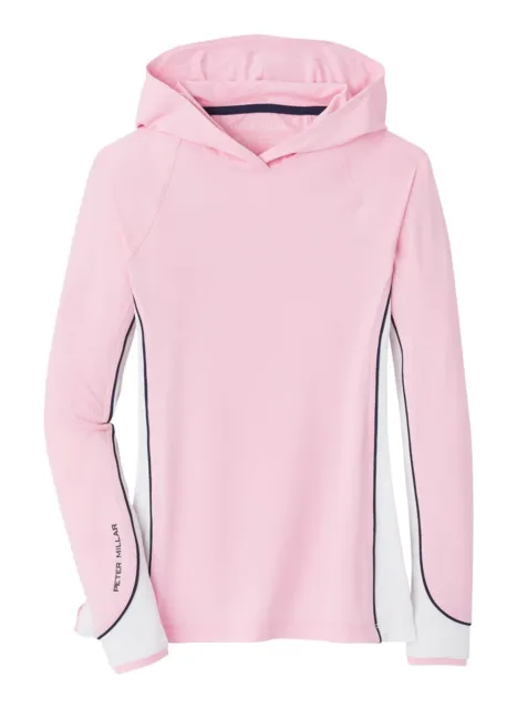 Peter Millar sun comfort Long sleeve ladies XL golf hoodie pink white NEW NWT