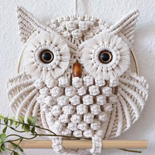 Owl Wall Hanging Decor Bohemia Tapestry Cotton Rope Hand-woven Tapestry> V1I7 3