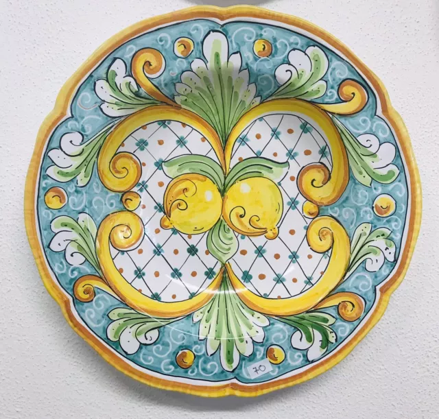 Piatto Diam 37 In Ceramica Di Caltagirone Decorata A Mano