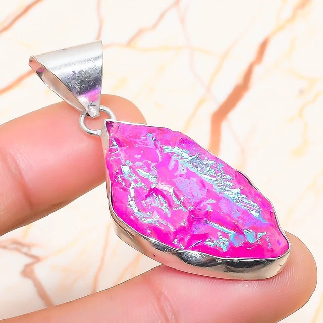 Crystal Titanium Gemstone Handmade Gift Jewelry Pendant 2.09" J286