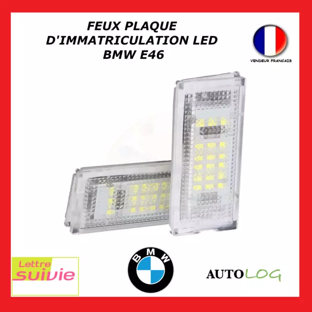 2x Feux de plaque d’immatriculation LED BMW E46 Blanc pur 6000k