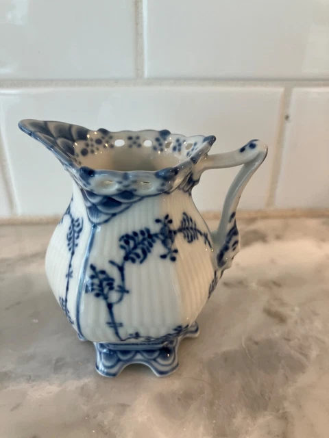 Royal Copenhagen Blue Fluted Full Lace Creamer No. 1031 Royal Copenhagen Blue Fluted Full Lace Creamer No. 1031