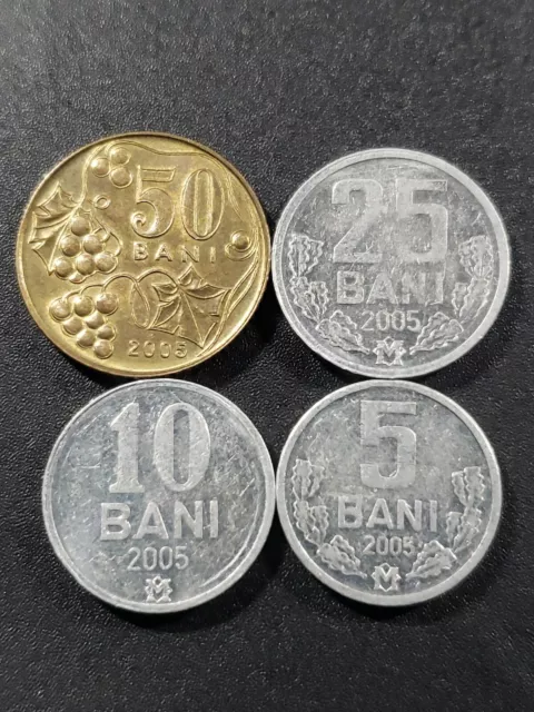 Moldova 2005  lot of 4  circulated  coins different denominations composition...