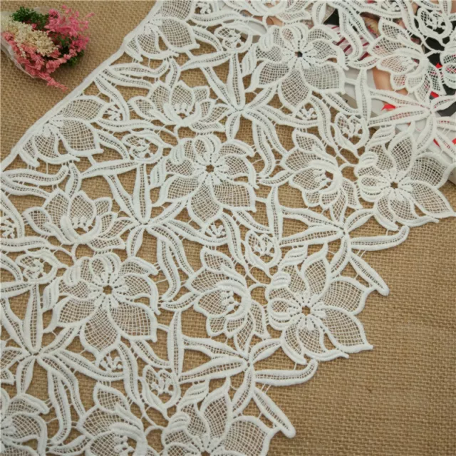 25cm Wide DIY Lace Trim Edging Sewing Craft Embroidered Floral Applique By Yard