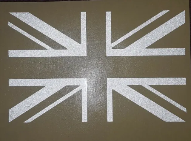 UNION JACK FLAG REFLECTIVE WHITE STICKER DECAL HELMET MOTORCYCLE 120MM X 80MM x1