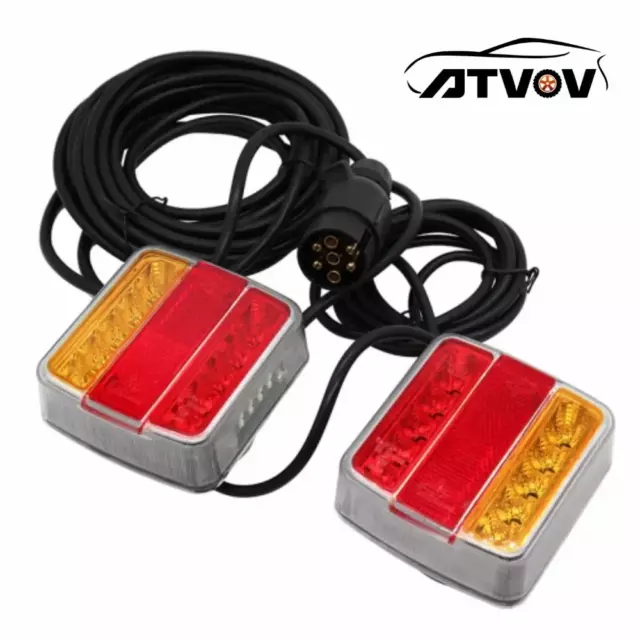 2x LED Trailer Towing Rear Tail Board Light Lamp Brake Stop Indicator 7.5m Cable