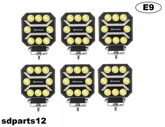 6x Phares de Travail LED 12/24V 27W E9 Feu Spot + Position Blanc VTT 4x4 Camion