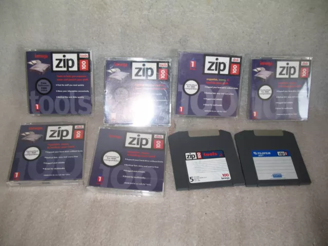 8 Original Vintage - IOMEGA - ZIP 100 DISK Disc Looks IBM formatted