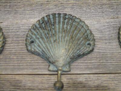 Antique Cast Iron Metal Wall Hooks Sea Shell Hat Coat Towel Hanging Rustic