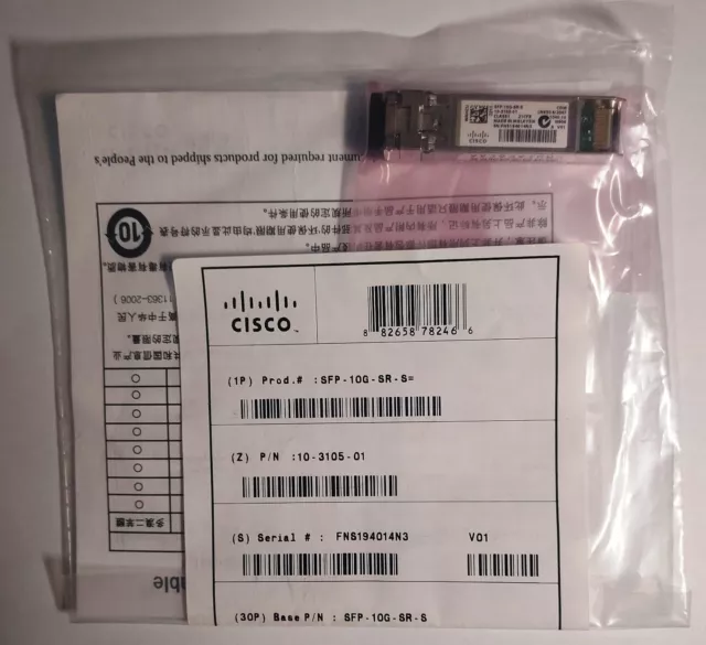 Nuovo Cisco SFP-10G-SR-S 10-3105-01 Originale 1-YR Garanzia Beware Di