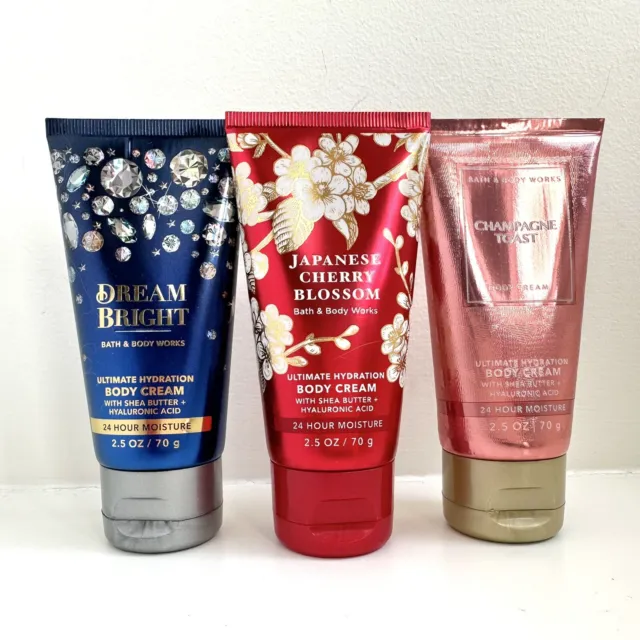 Bath and Body Works 3Pc Travel GIFT SET Body Cream 2.5oz Lot Champagne Toast New