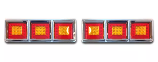 2 x STAINLESS STEEL LED REAR LIGHTS CHROME TAIL LAMPS VOLVO SCANIA MERCEDES MAN