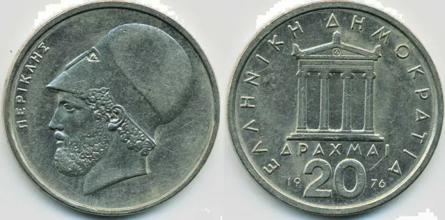 Münze Coin Griechenland Greece 20 Drachmen Von 1976 Dritte Republik Seit 1973