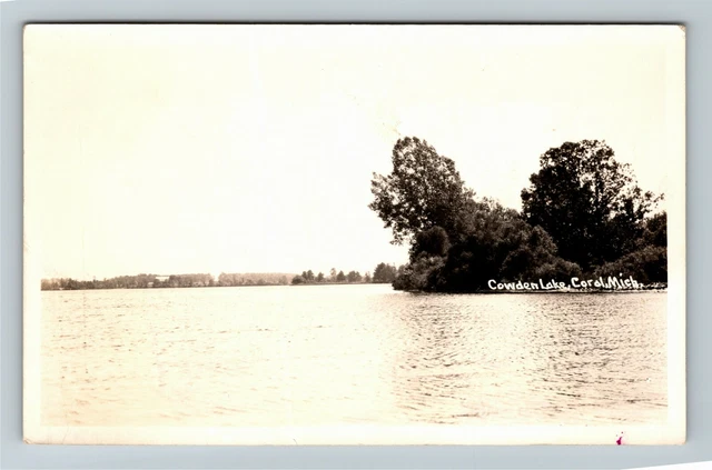 RPPC Coral MI-Michigan, Cowden Lake, Real Photo Vintage Postcard