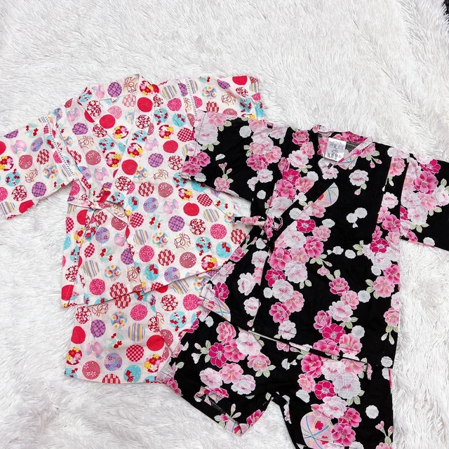 Toddler Girl Japanese Yukata 2 Sets Bundle Rose And Lantern Pattern 3T