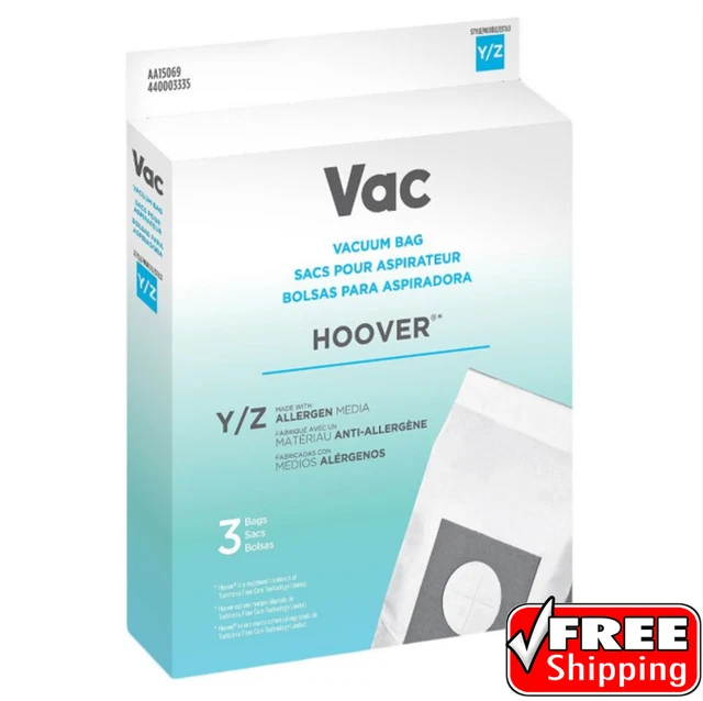 HOOVER VAC TYPE Y/Z Allergen Vacuum Cleaner Replacement Bags 3 Pack For