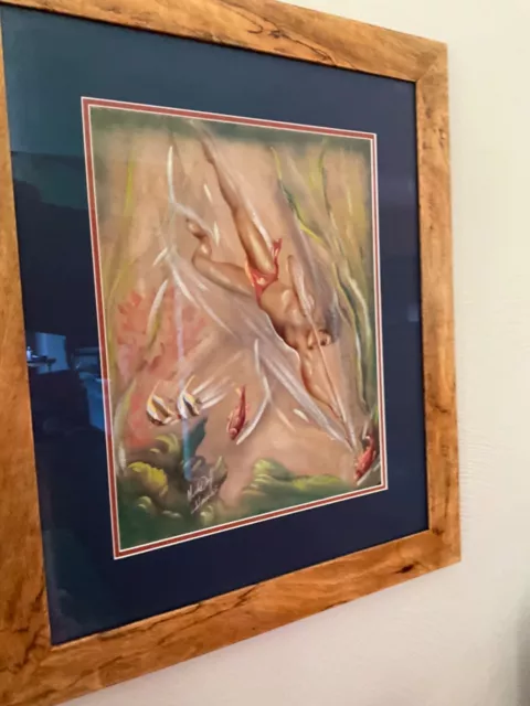 1940’s RARE ORIGINAL AIR BRUSHED MUNDORFF HAWAIIAN PAINTING