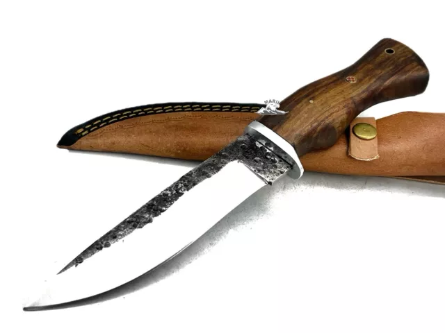 Coltello Artigianale Da Caccia Lama Fissa In Acciaio Balestra Manico Legno