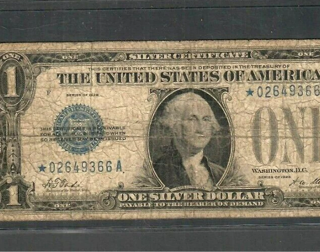 $1 "Star" (1928) "Star"(Silver Cert.) 1928  "Star"! $1 (1928) Star"Star" !!