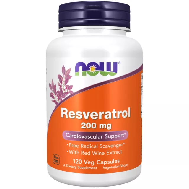 NOW Foods Natural Resveratrol 200 mg 120 pflanzliche Kapseln, Cholesterin, Herzgesundheit