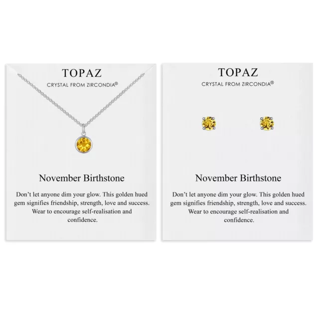 November (Topaz) Birthstone Necklace & Earrings Set Created with Zircondia® Crys