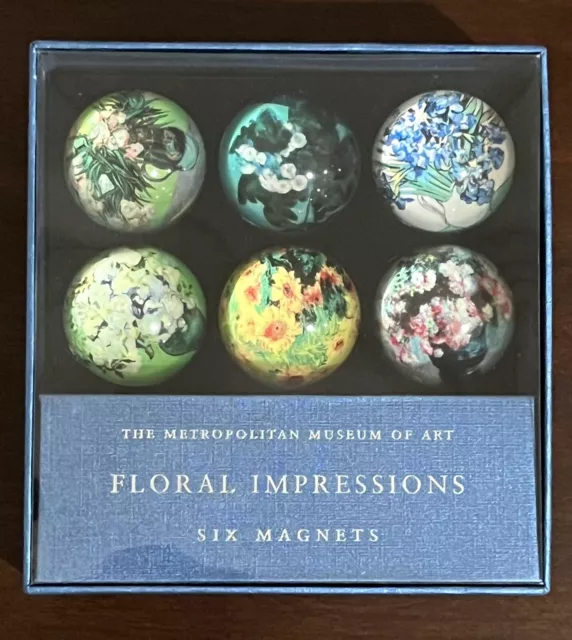 Metropolitan Museum Of Art Floral Impressions Set Of 6 Glass Flower Magnets MMA
