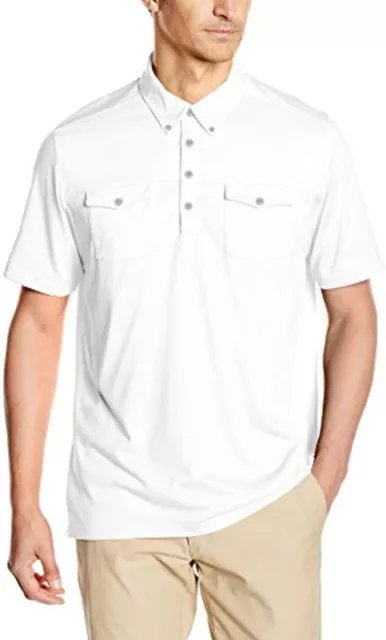 Ashworth Uomo prestazioni EZ-SOF Pocket Golf Manica Corta Polo - Bianco, L