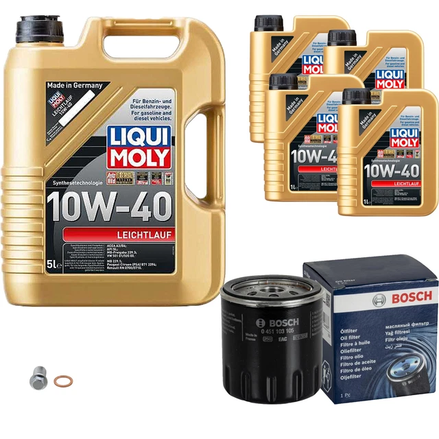 Filtro olio Bosch 9L Liqui Moly funzionamento leggero 10W-40 per Mercedes 190 E 1.8 berlina