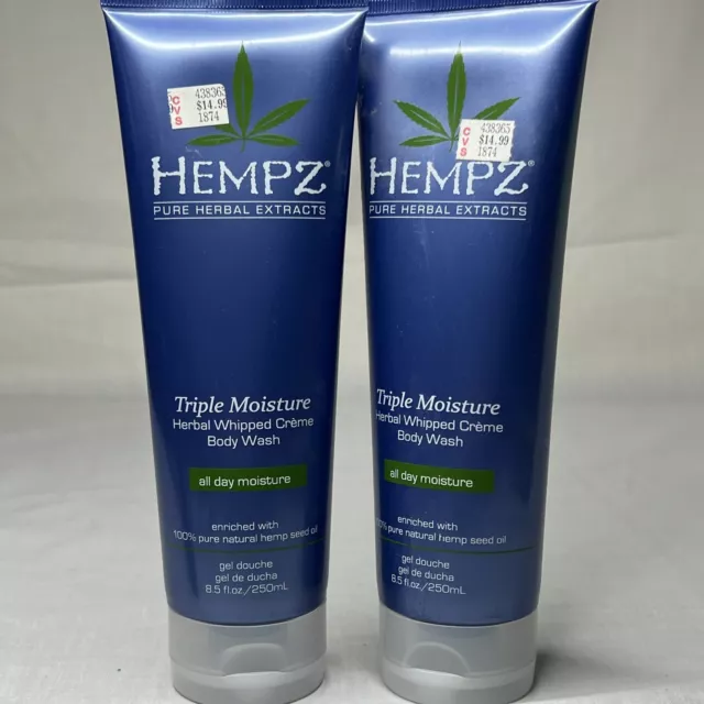 2x Hempz Body Wash Triple Moisture Herbal Whipped Creme hemp seed oil 8.5 oz 2x Hempz Body Wash Triple Moisture Herbal Whipped Creme hemp seed oil 8.5 oz